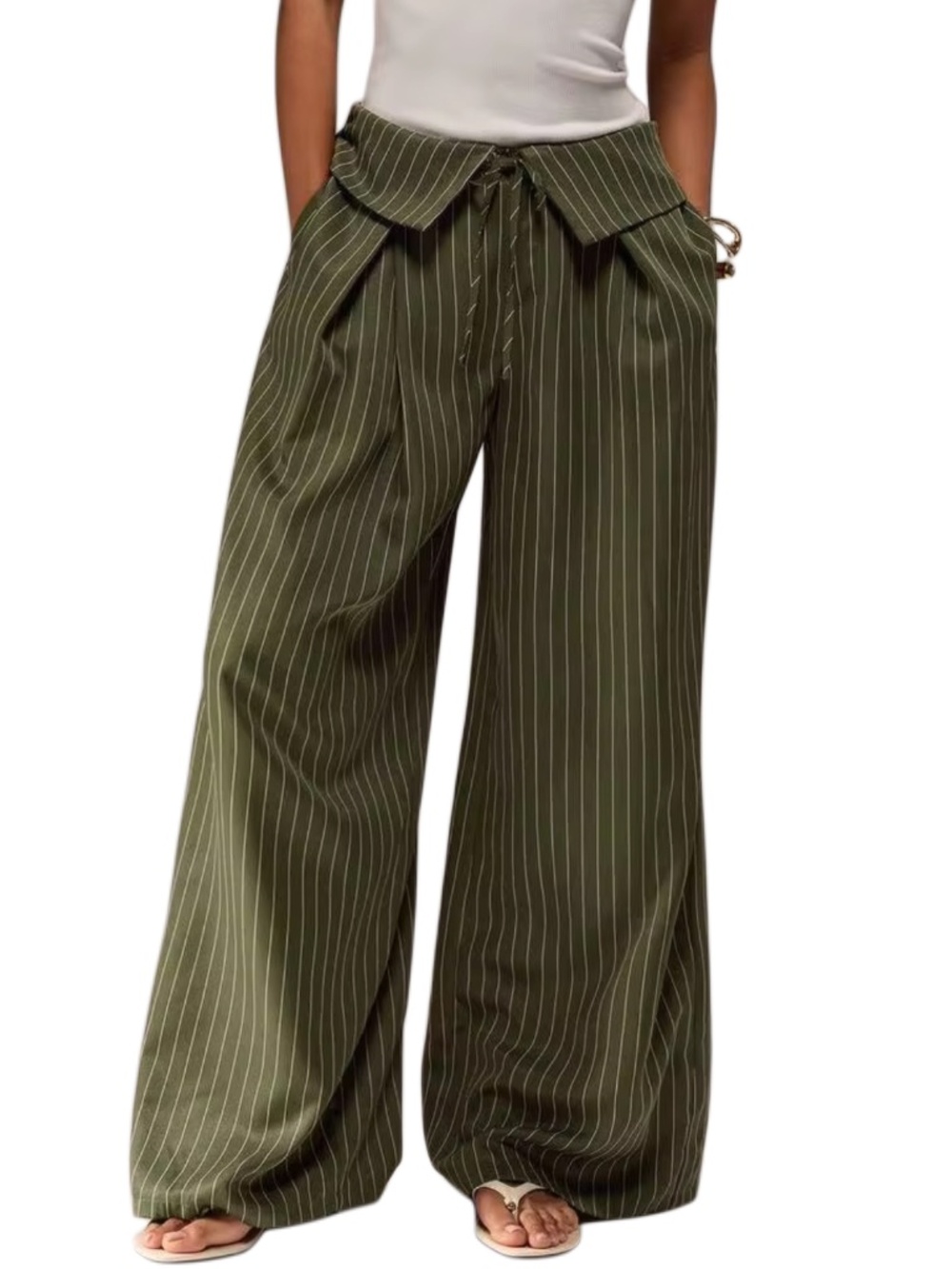 SHEIN BAE Women's Casual Pleated Loose Solid Color Long Pants